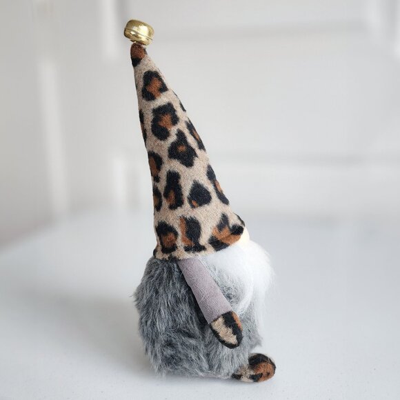 GNOME in Animal Print Leopard Cheetah Holiday Plush Gnome by 34th & Pine w/ Bell - Picture 2 of 6